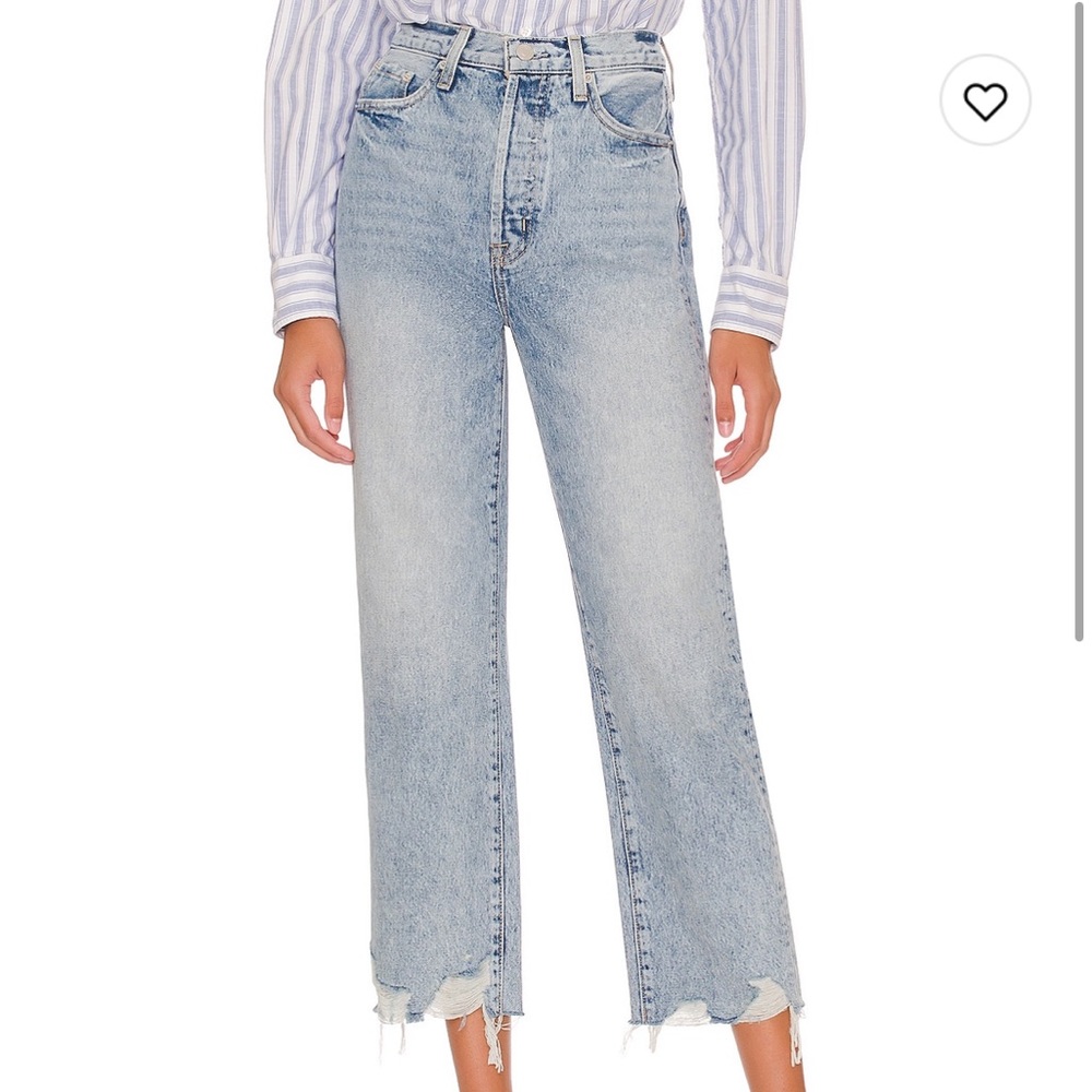 Agolde Cassie crop super high rise straight jeans in Baja wash.